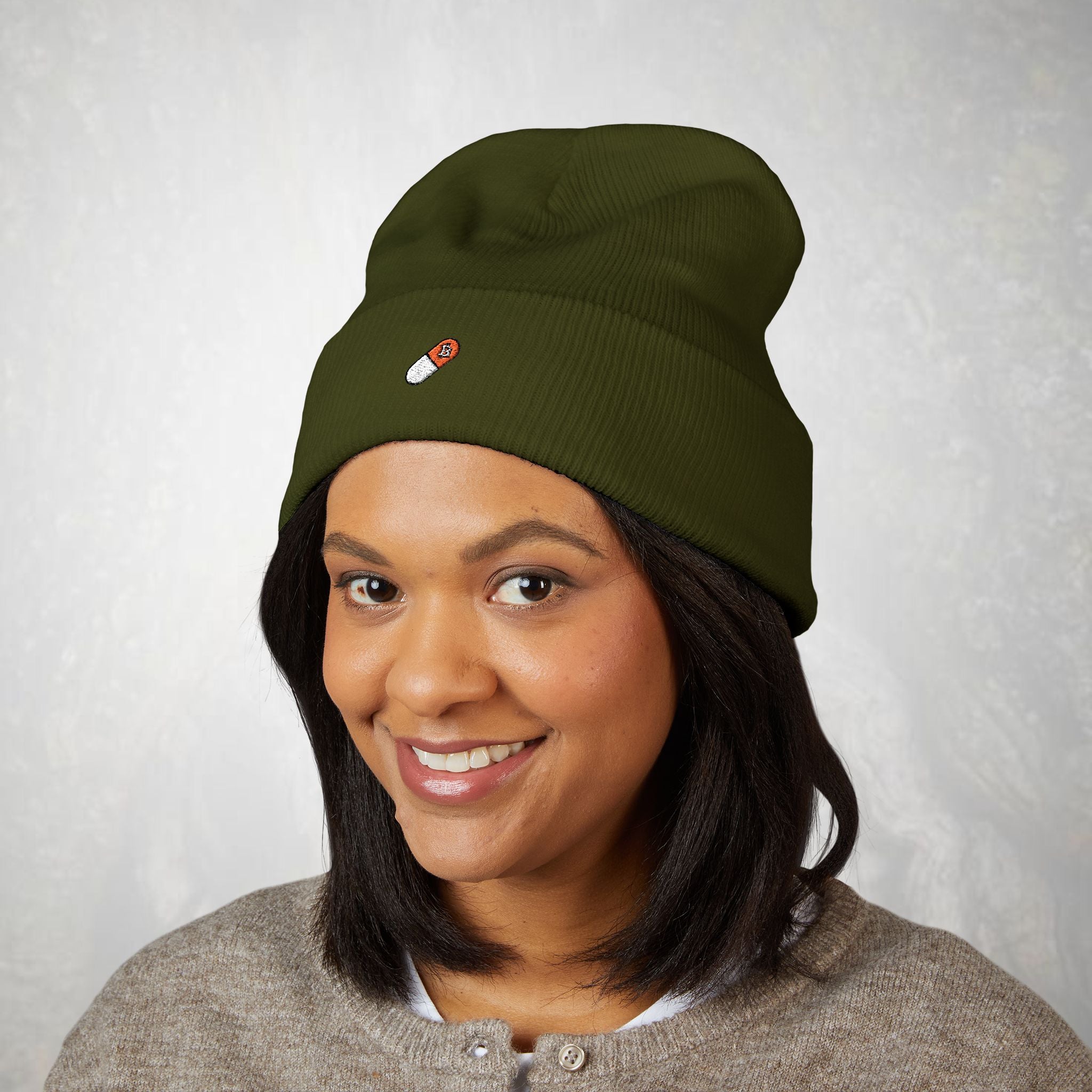 Bitcoin Beanie: Embroidered Orange Pill, Knit Hat