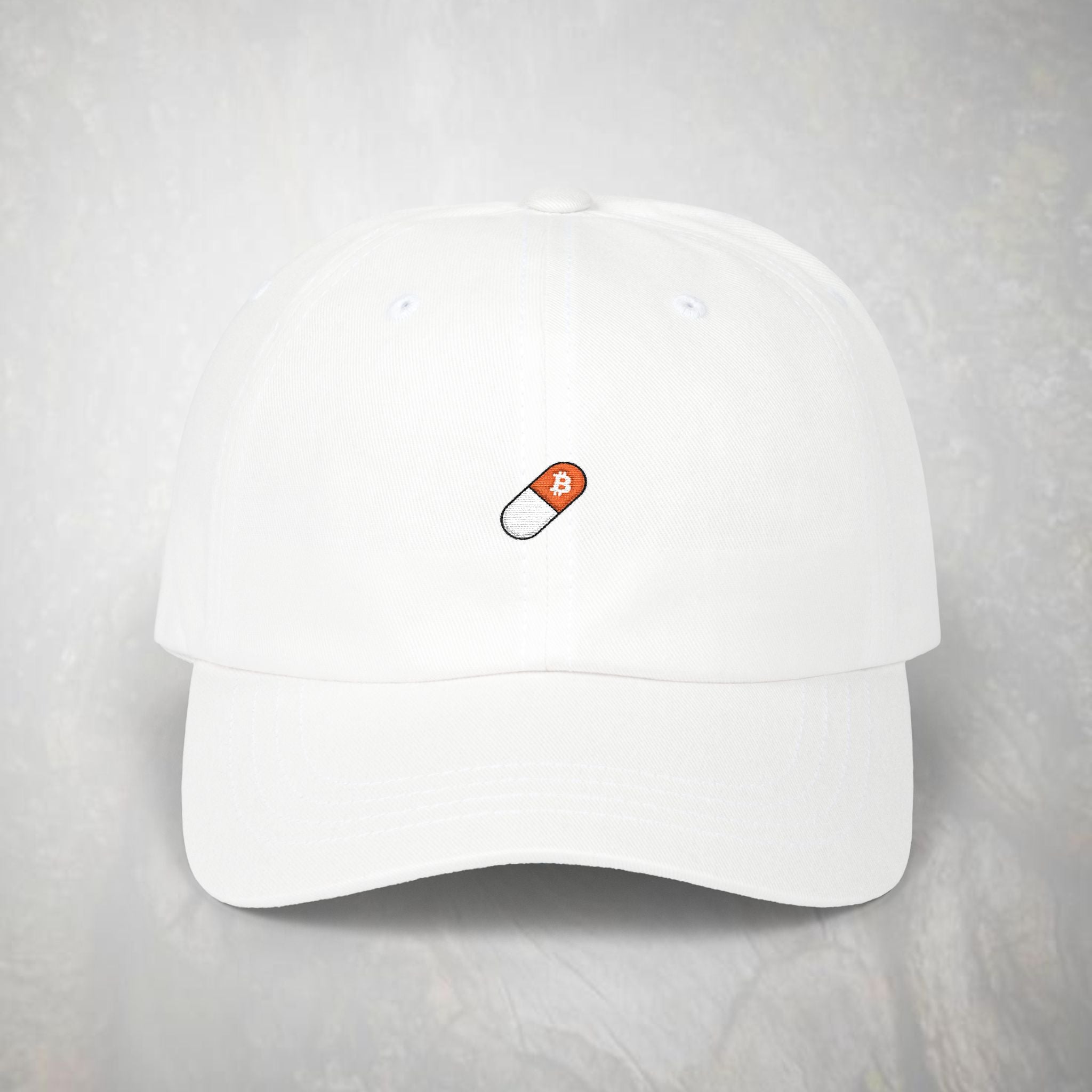 Embroidered Bitcoin Orange Pill Dad Cap