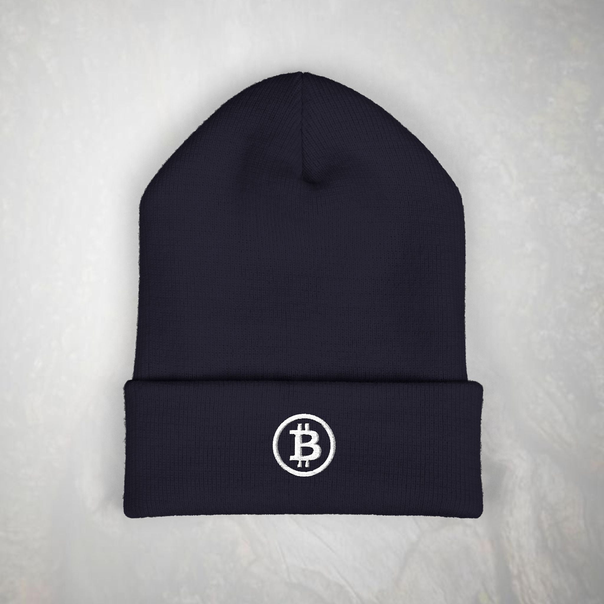 Embroidered Bitcoin Logo Beanie, Winter Knit Hat