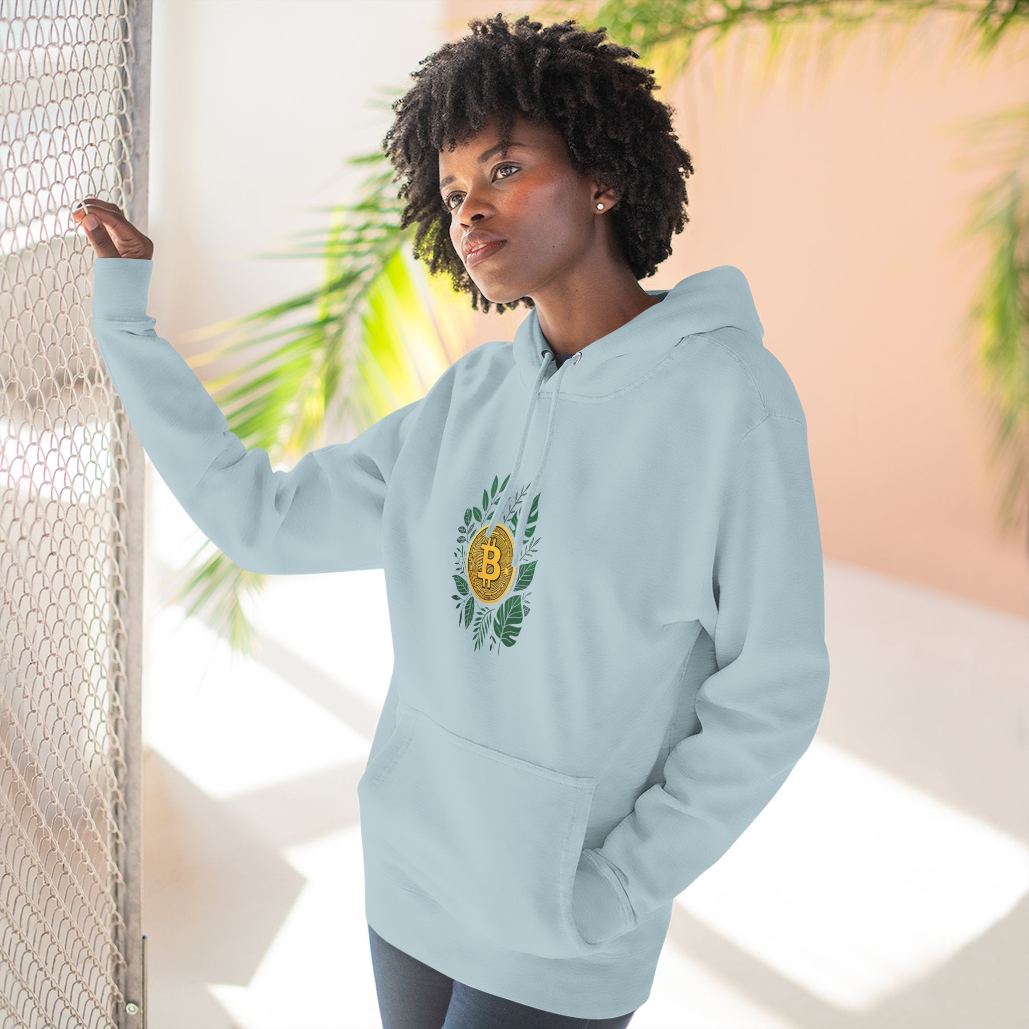 Bitcoin Nature Hoodie | Bitcoin In Ivy Leaves Design| Fleece Sweatshirt