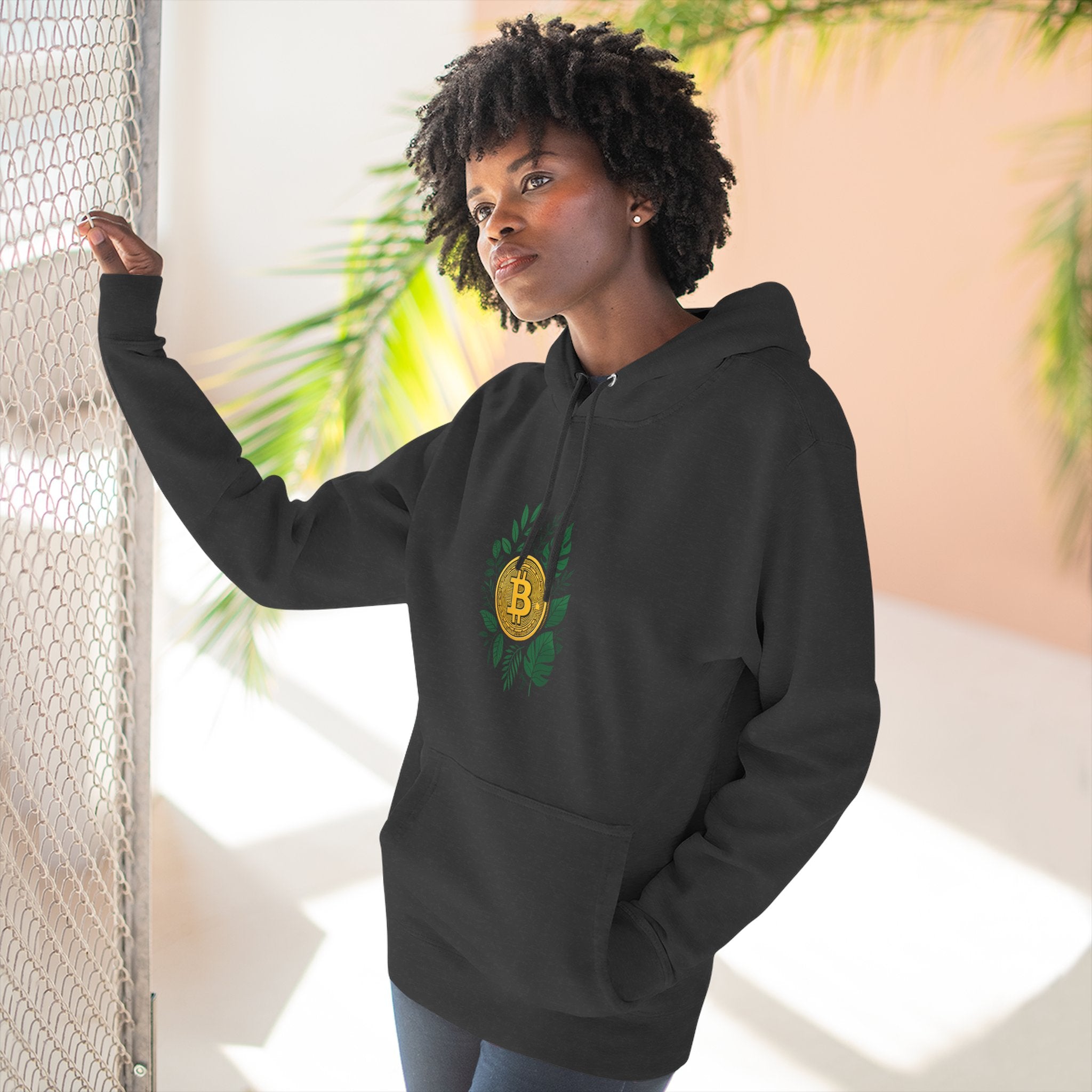 Bitcoin Nature Hoodie | Bitcoin In Ivy Leaves Design| Fleece Sweatshirt