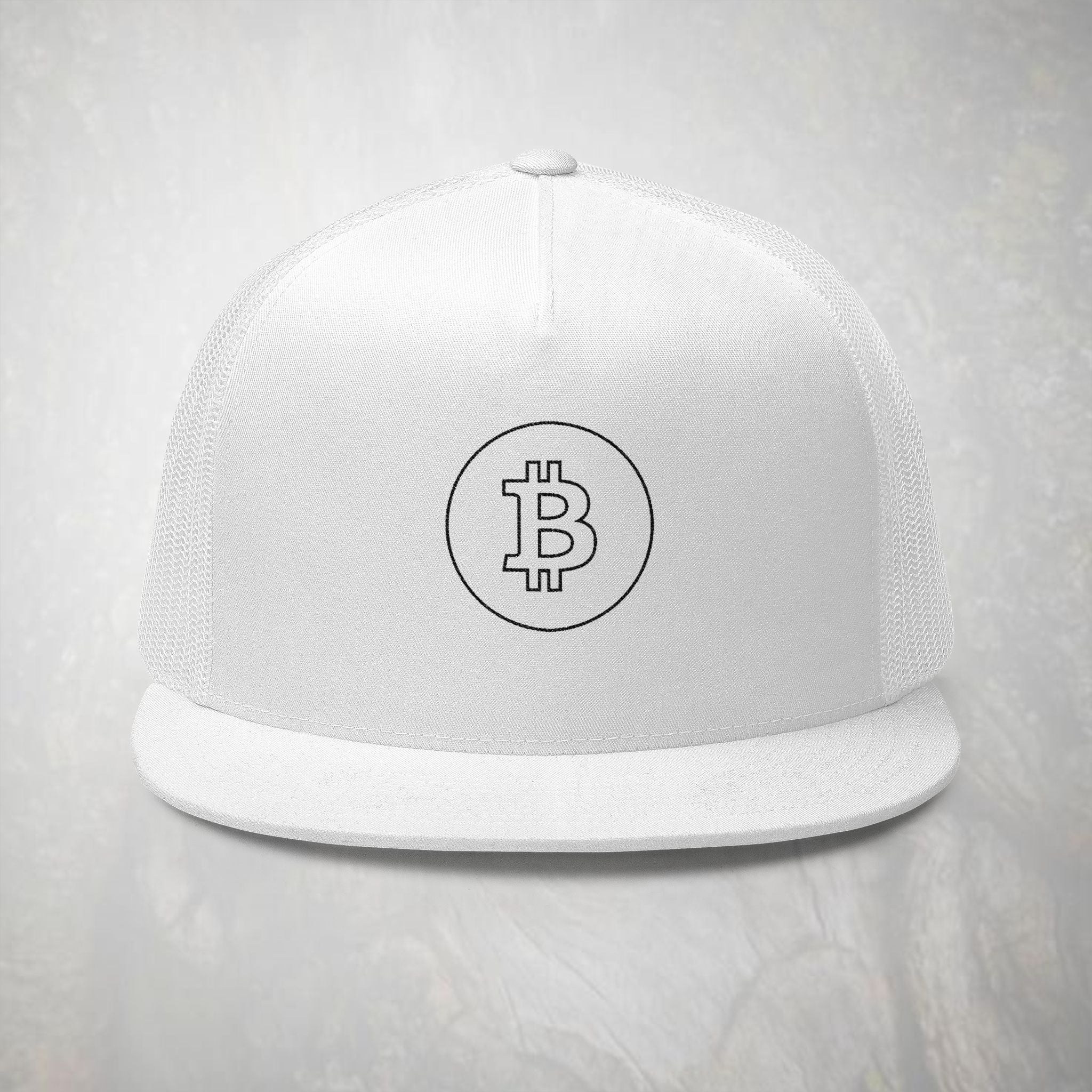 Embroidered Black Bitcoin Logo Trucker Cap