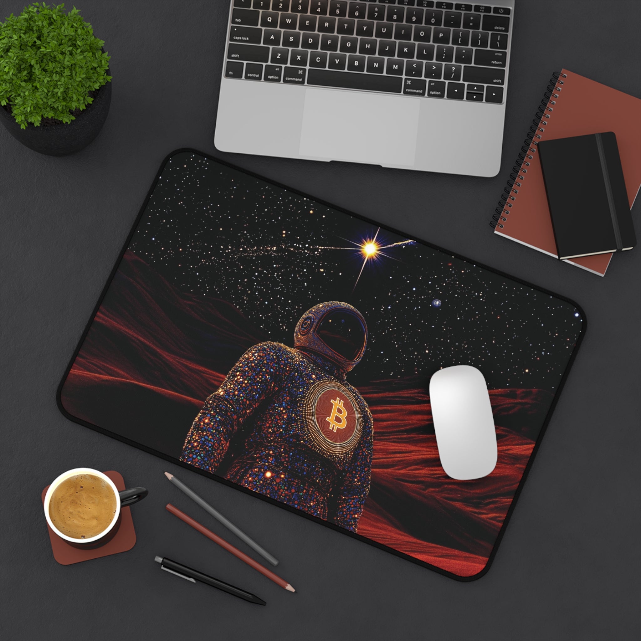 Bitcoin Astronaut Desk Mat | Space Crypto Deskmat