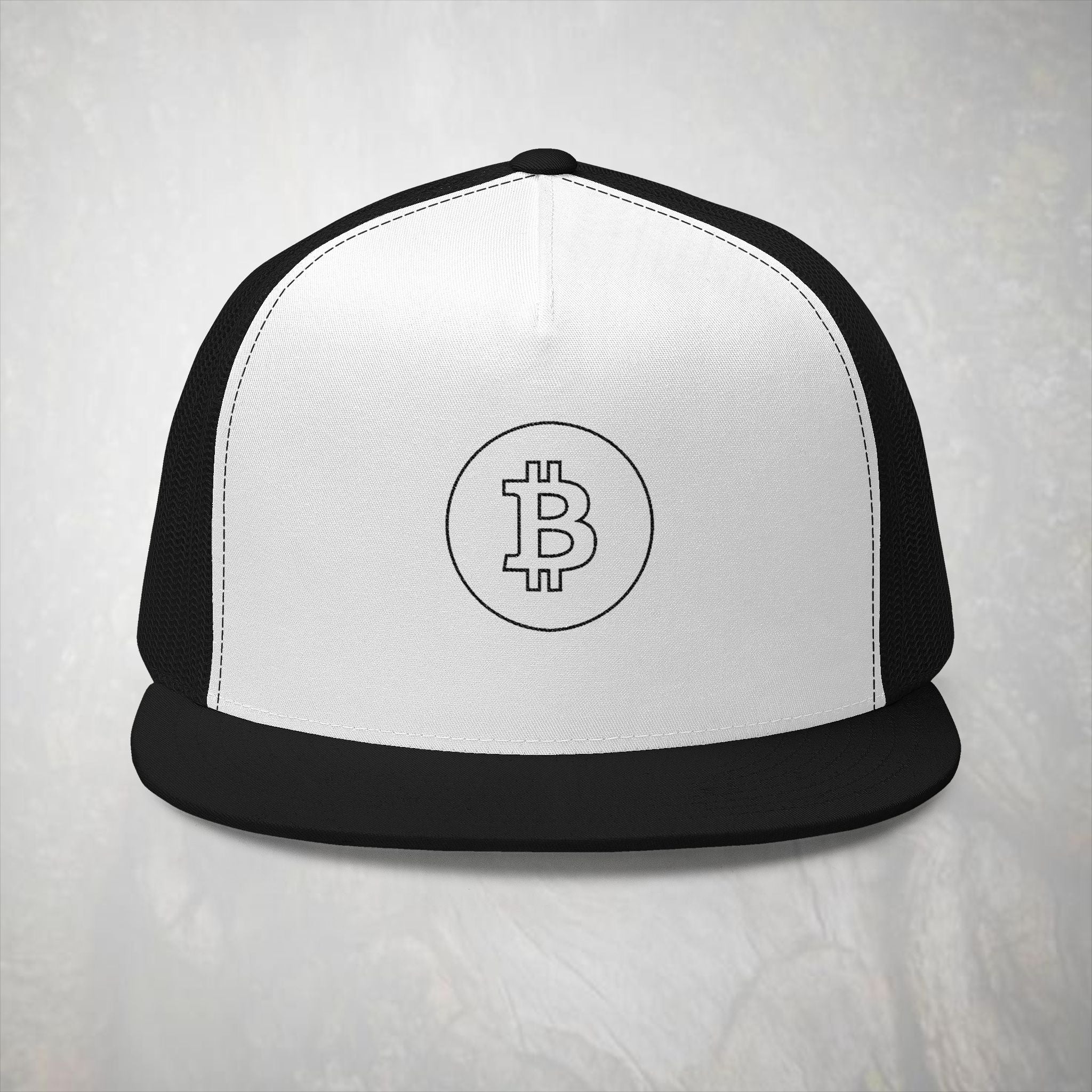 Embroidered Black Bitcoin Logo Trucker Cap