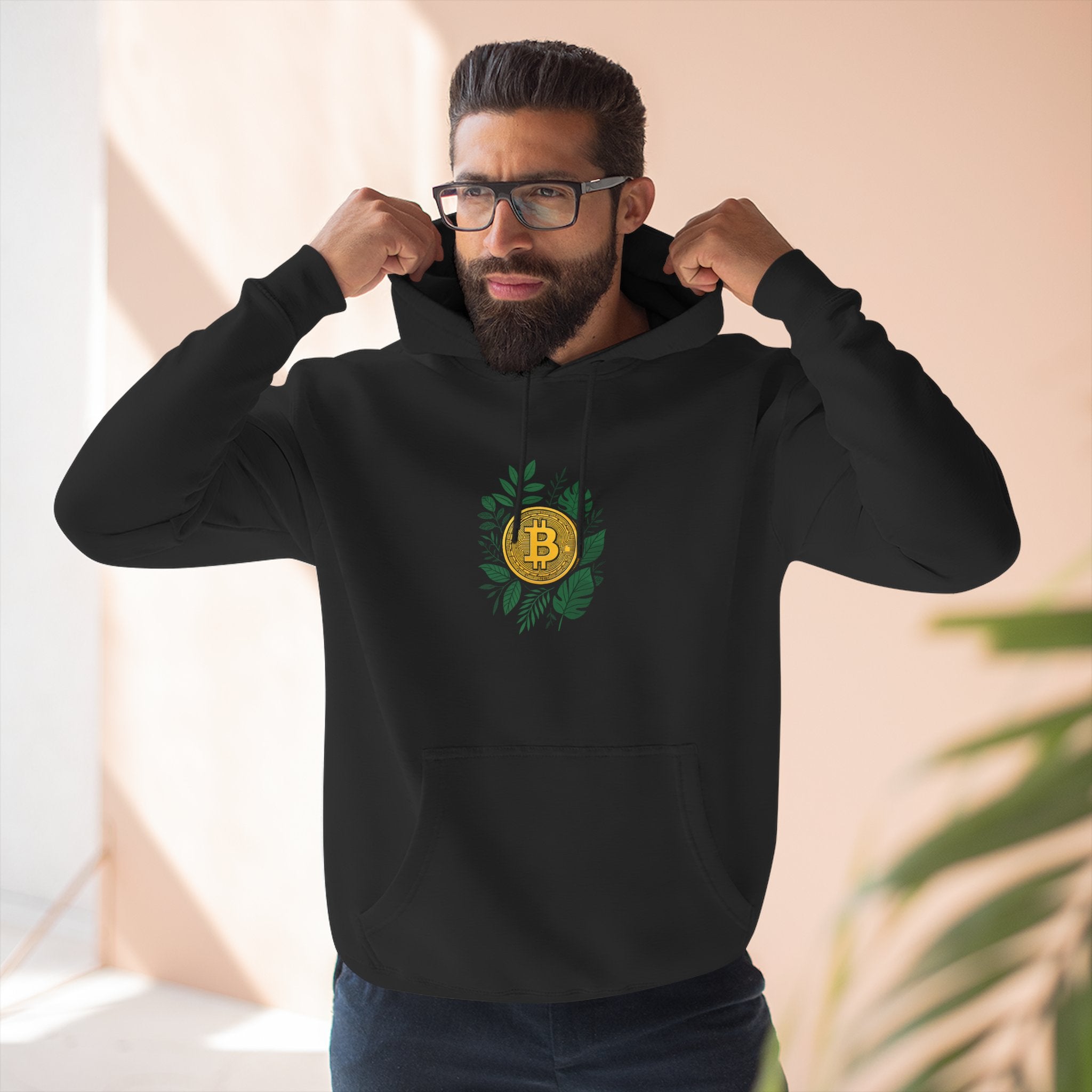 Bitcoin Nature Hoodie | Bitcoin In Ivy Leaves Design| Fleece Sweatshirt