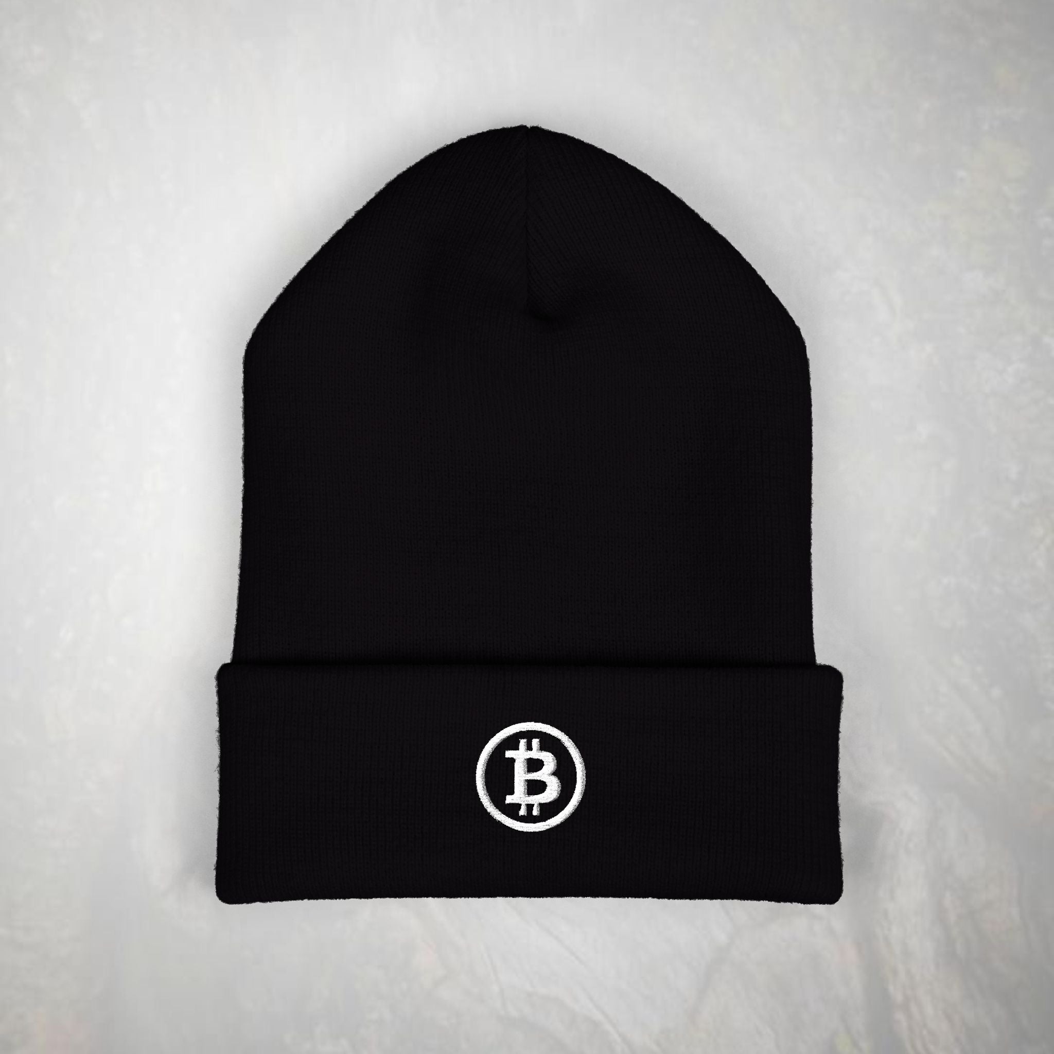Embroidered Bitcoin Logo Beanie, Winter Knit Hat