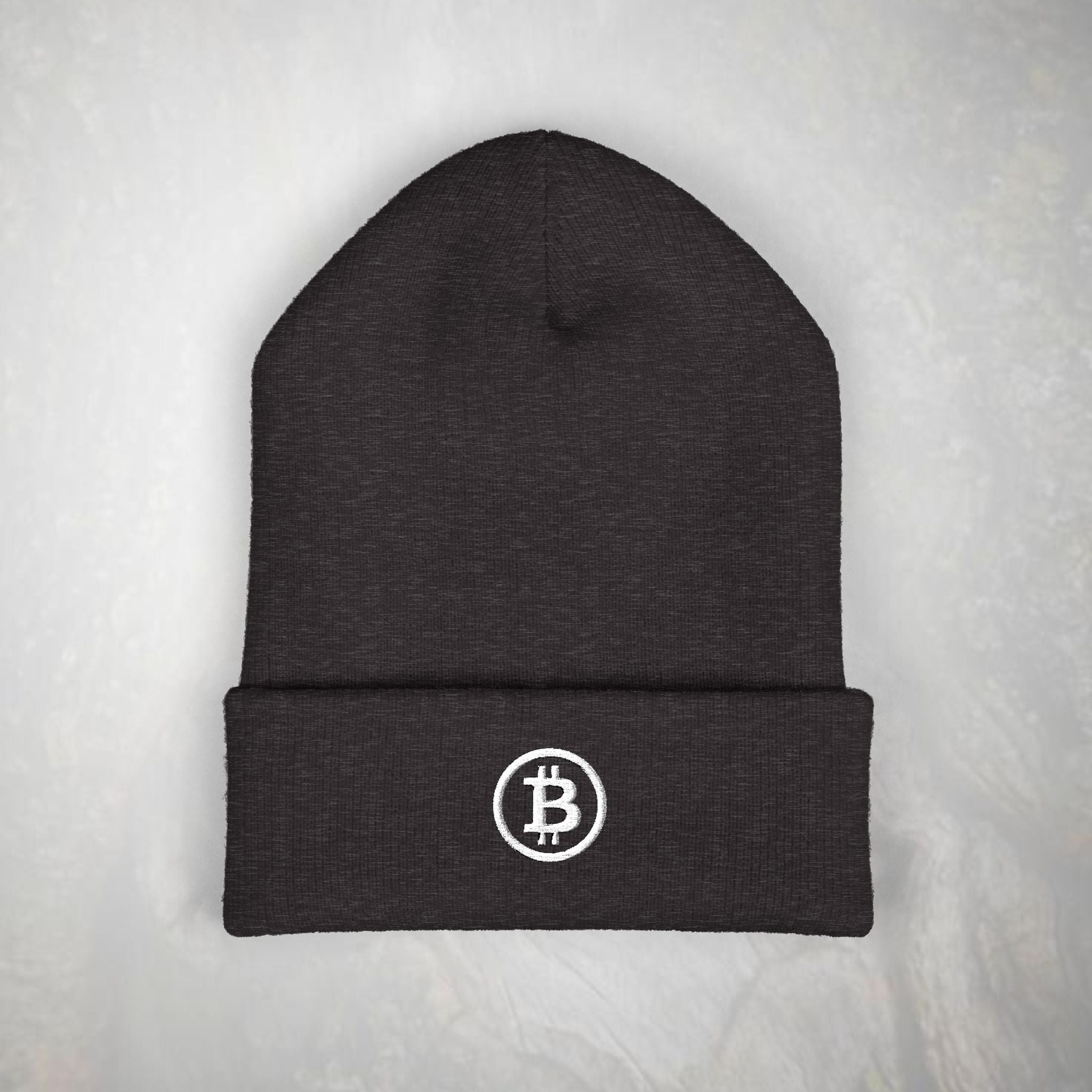Embroidered Bitcoin Logo Beanie, Winter Knit Hat