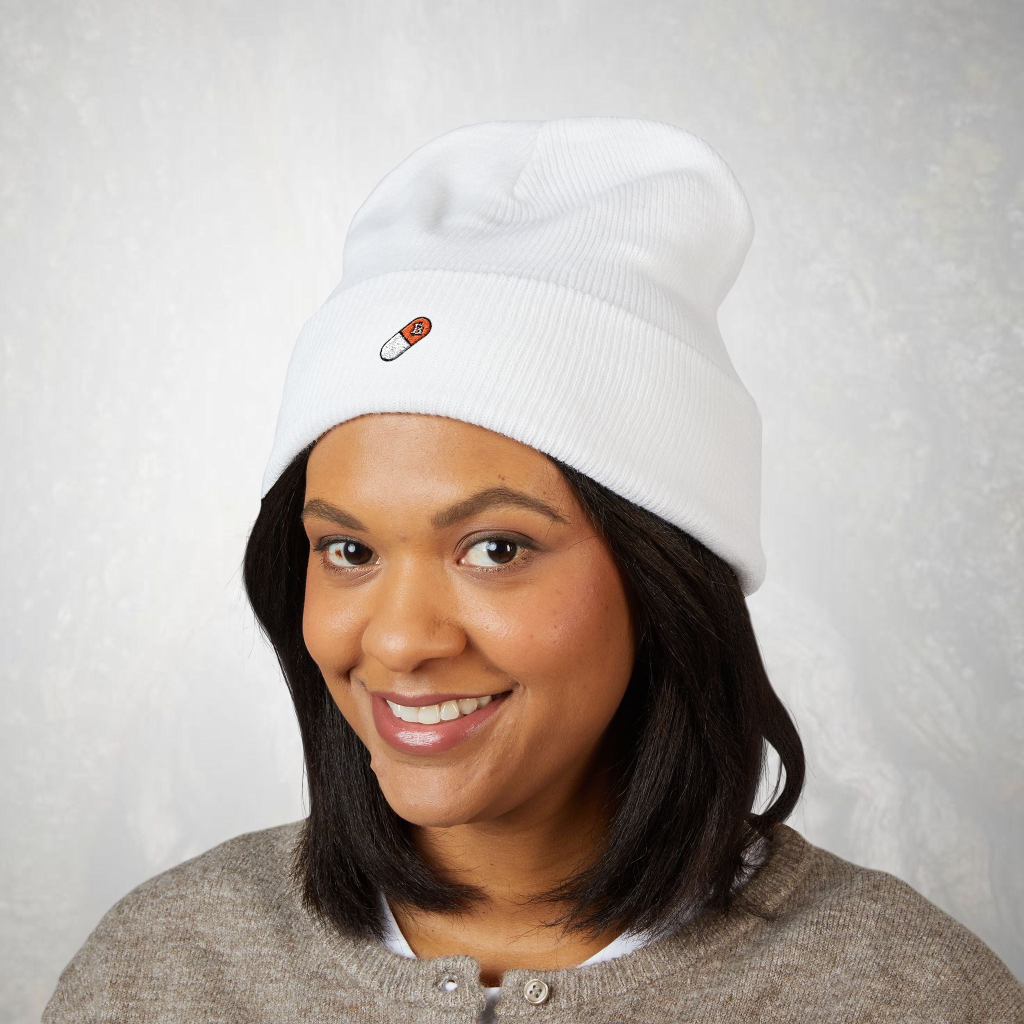 Bitcoin Beanie: Embroidered Orange Pill, Knit Hat
