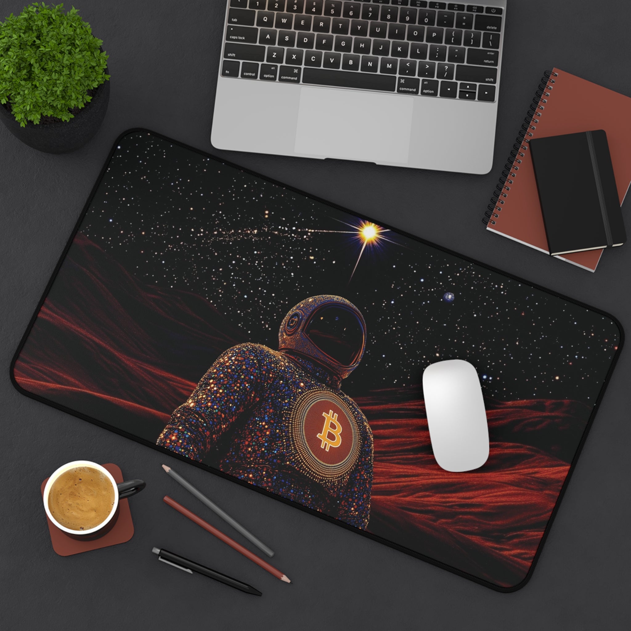 Bitcoin Astronaut Desk Mat | Space Crypto Deskmat