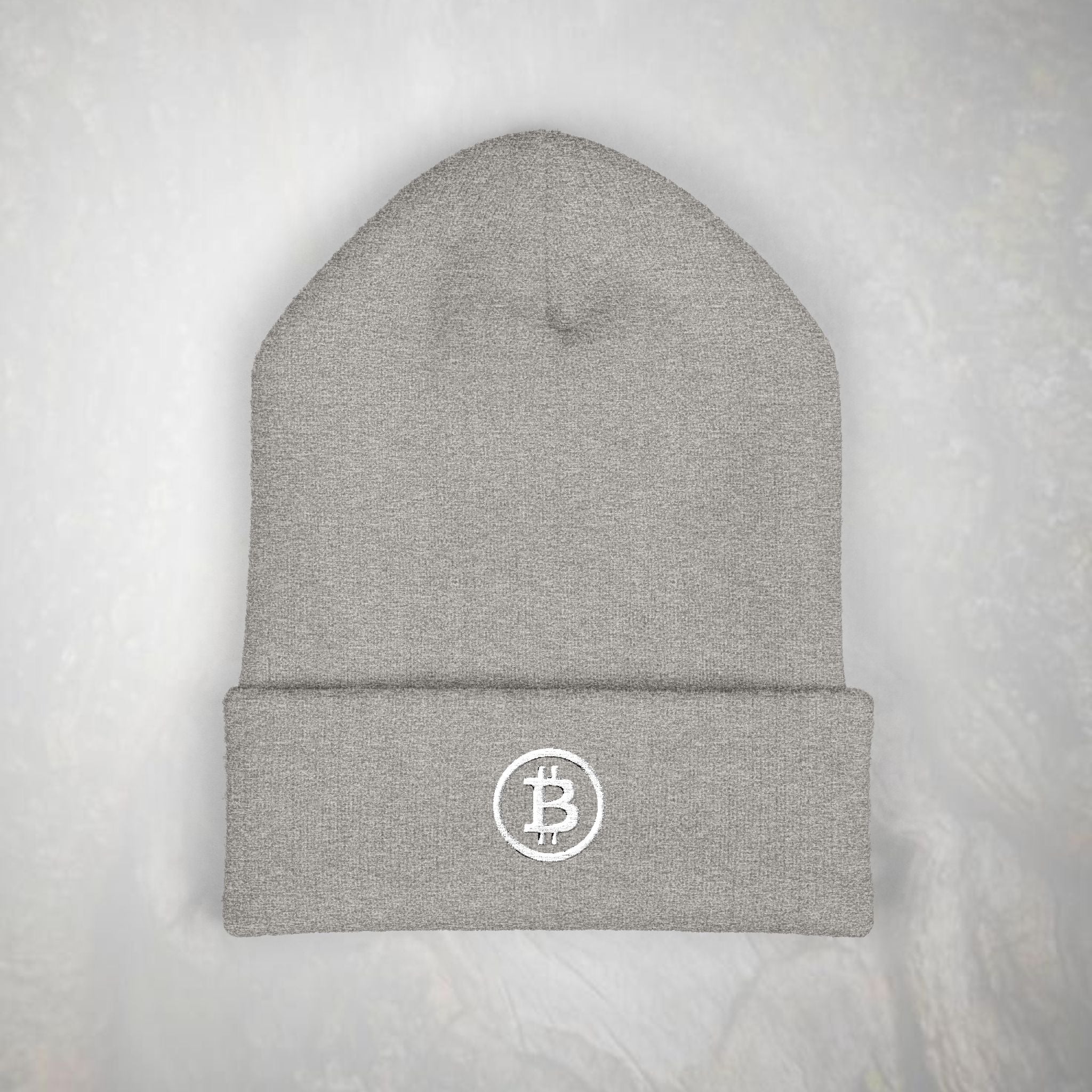 Embroidered Bitcoin Logo Beanie, Winter Knit Hat