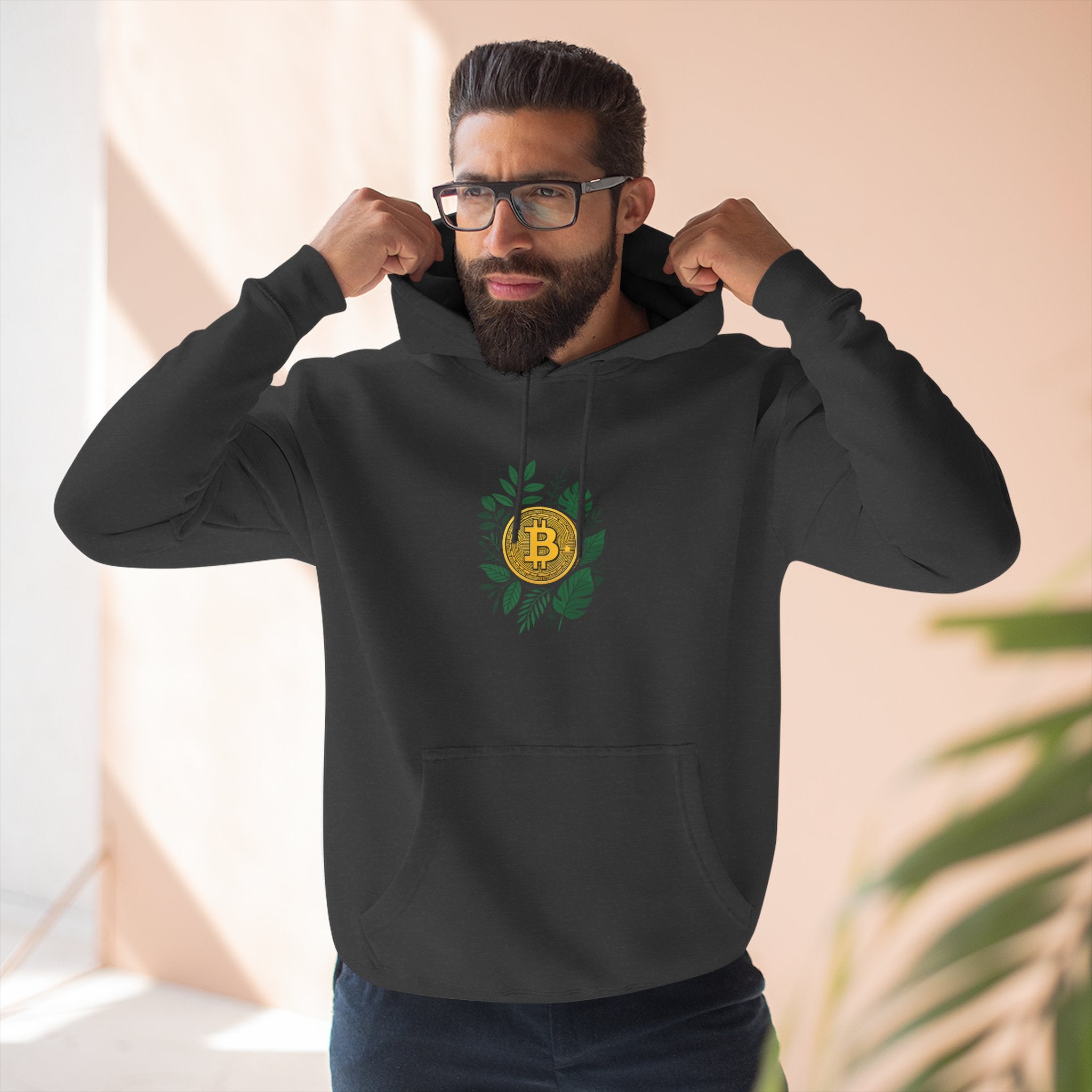 Bitcoin Nature Hoodie | Bitcoin In Ivy Leaves Design| Fleece Sweatshirt