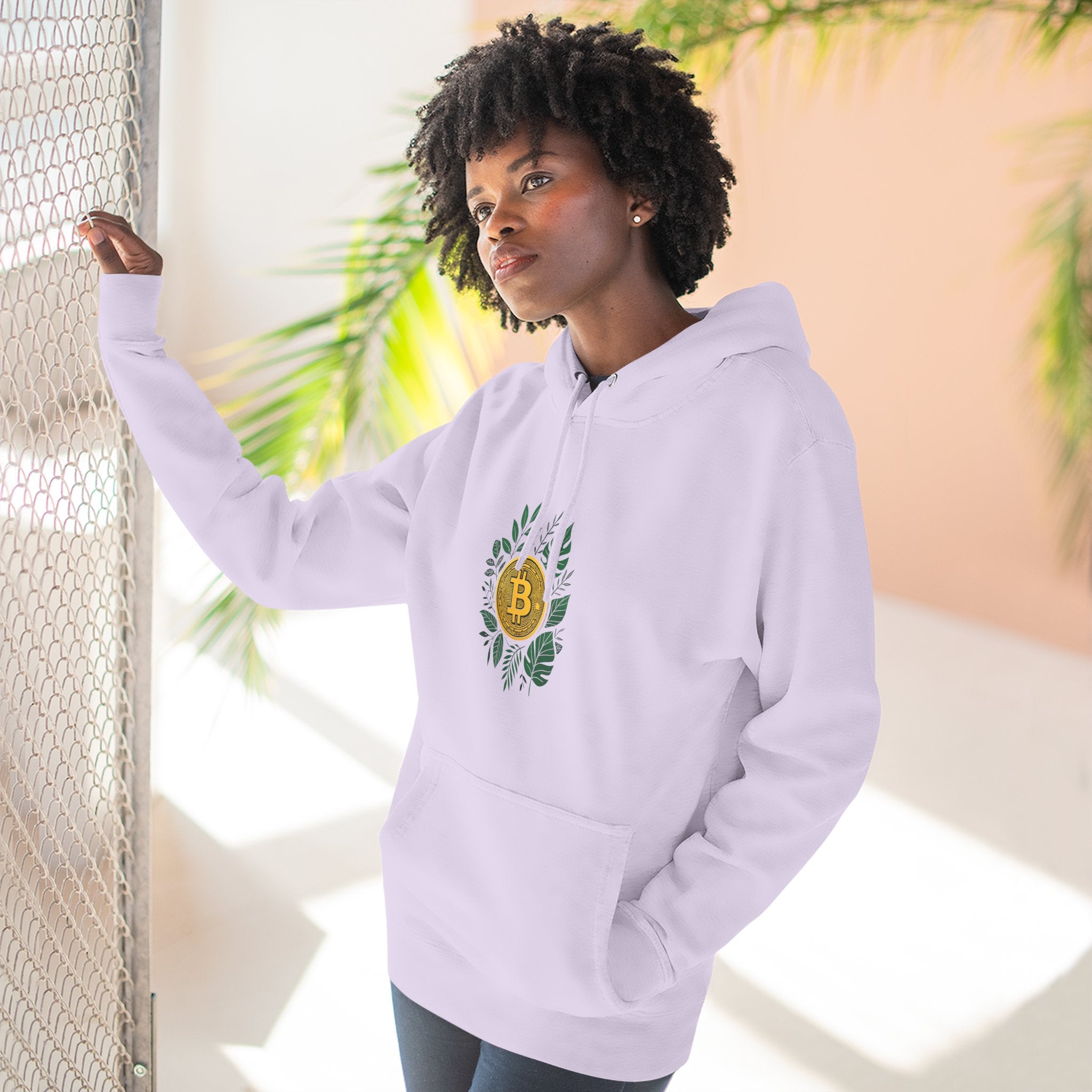 Bitcoin Nature Hoodie | Bitcoin In Ivy Leaves Design| Fleece Sweatshirt