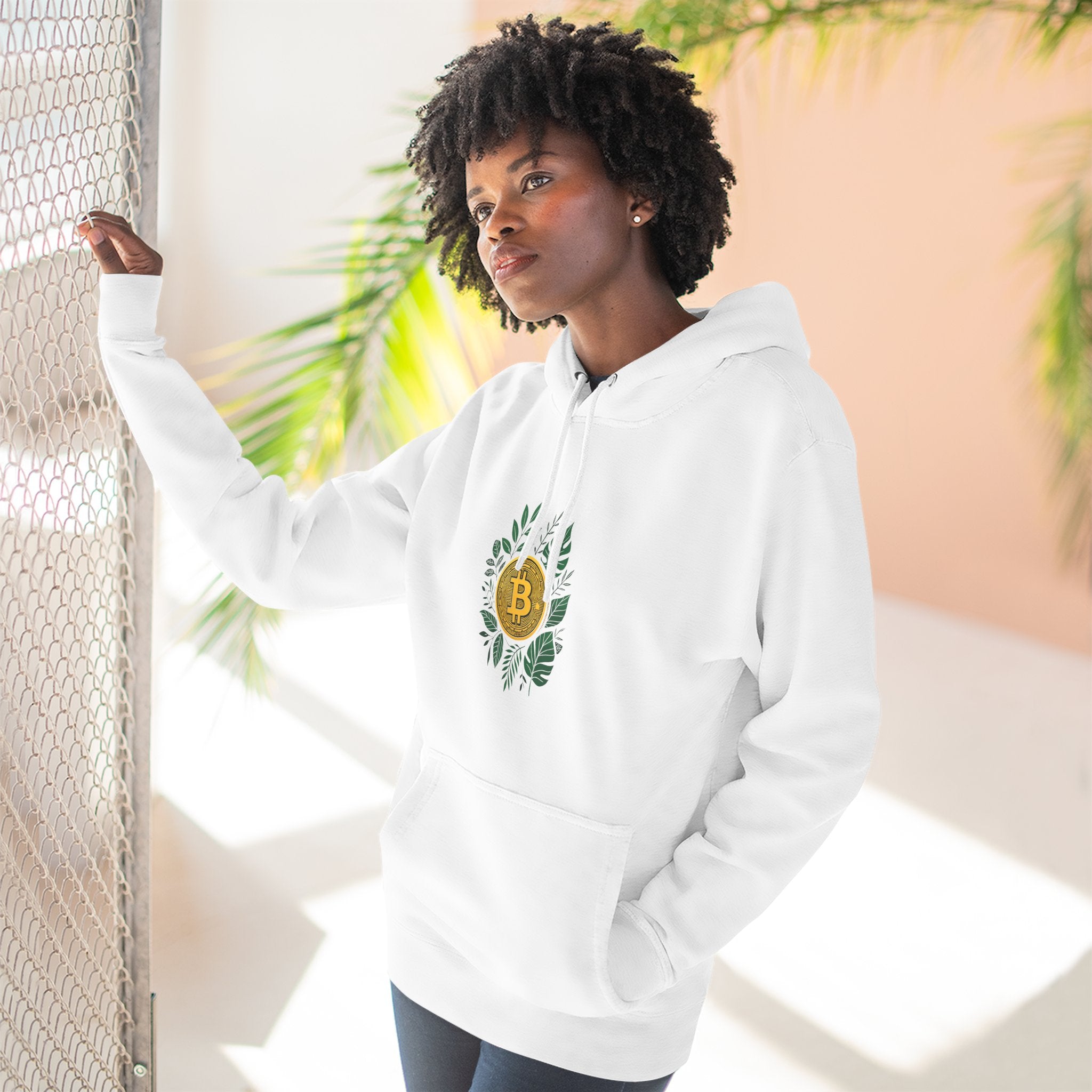 Bitcoin Nature Hoodie | Bitcoin In Ivy Leaves Design| Fleece Sweatshirt