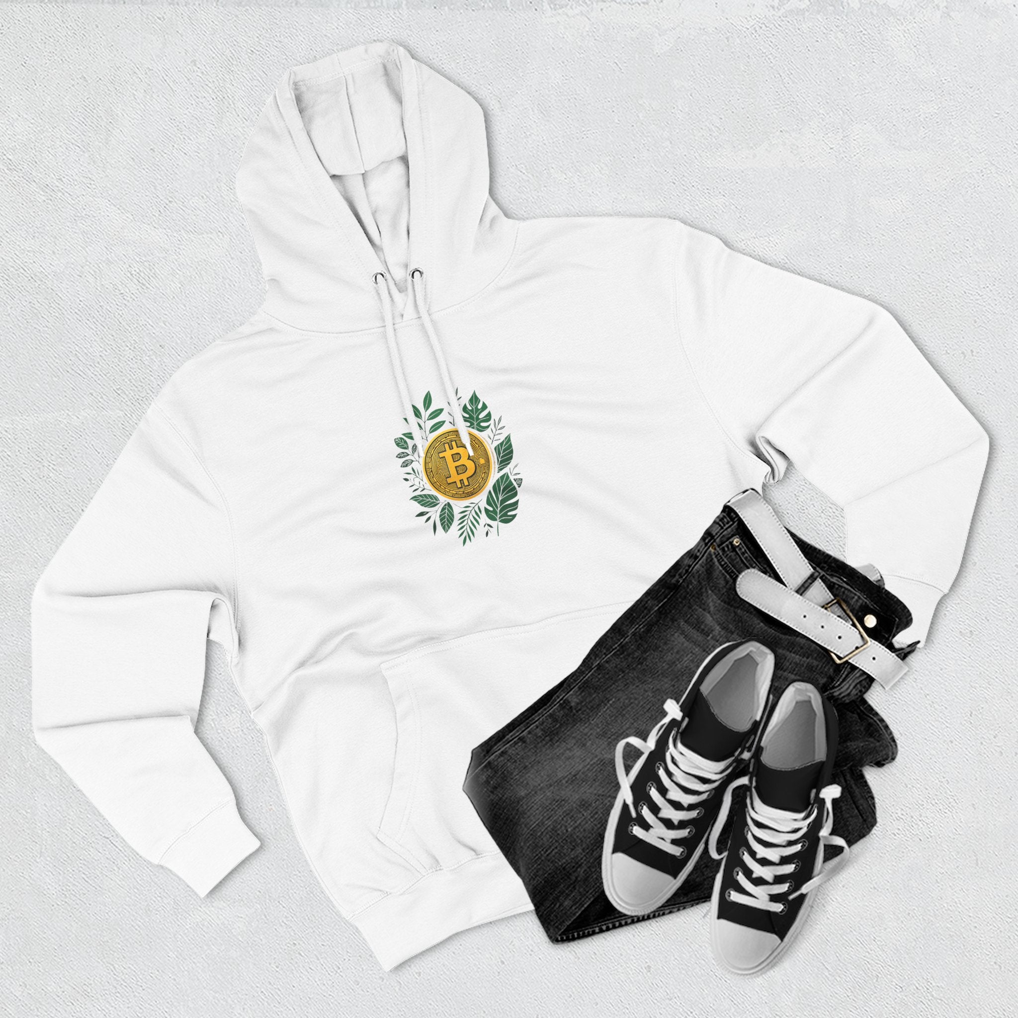 Bitcoin Nature Hoodie | Bitcoin In Ivy Leaves Design| Fleece Sweatshirt
