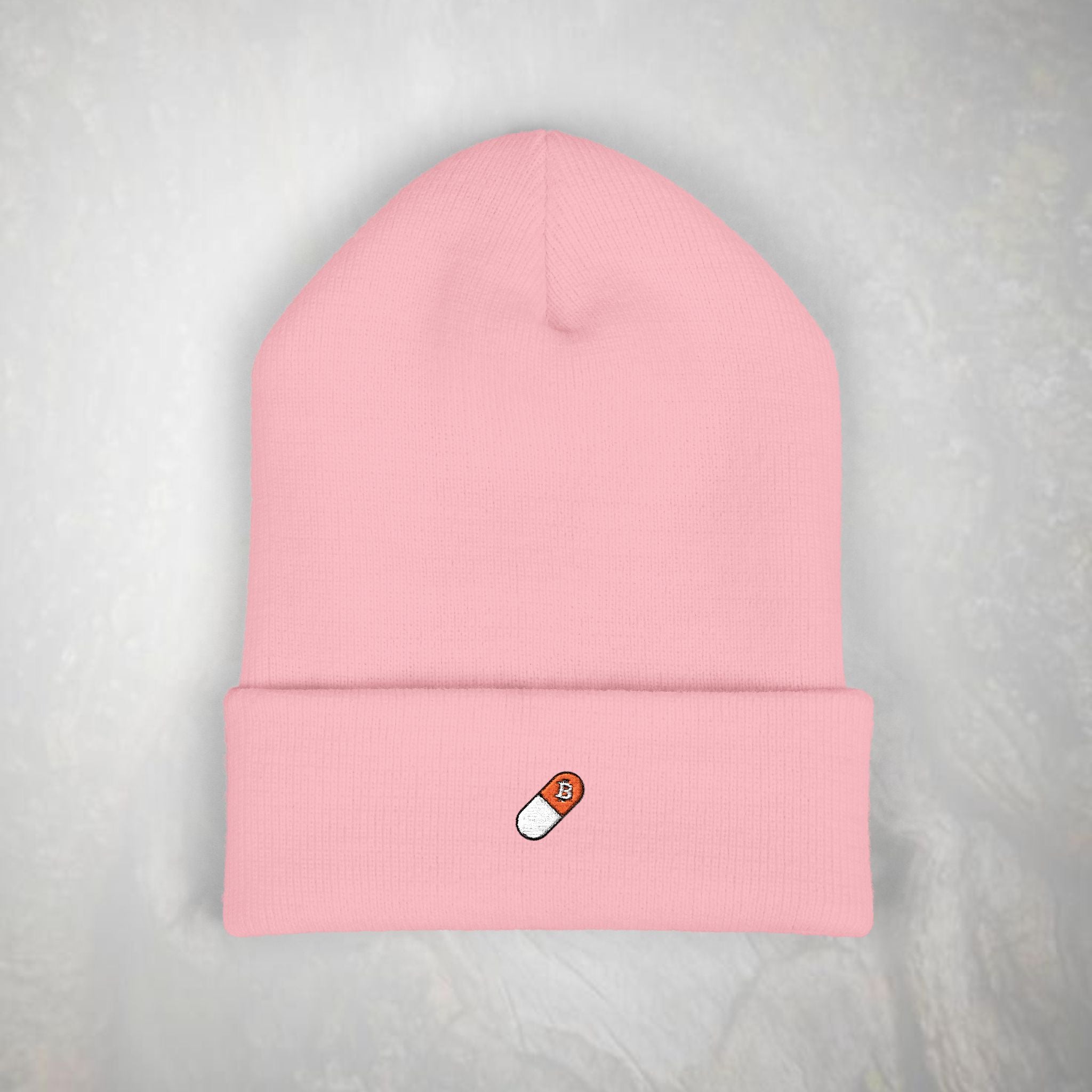 Bitcoin Beanie: Embroidered Orange Pill, Knit Hat