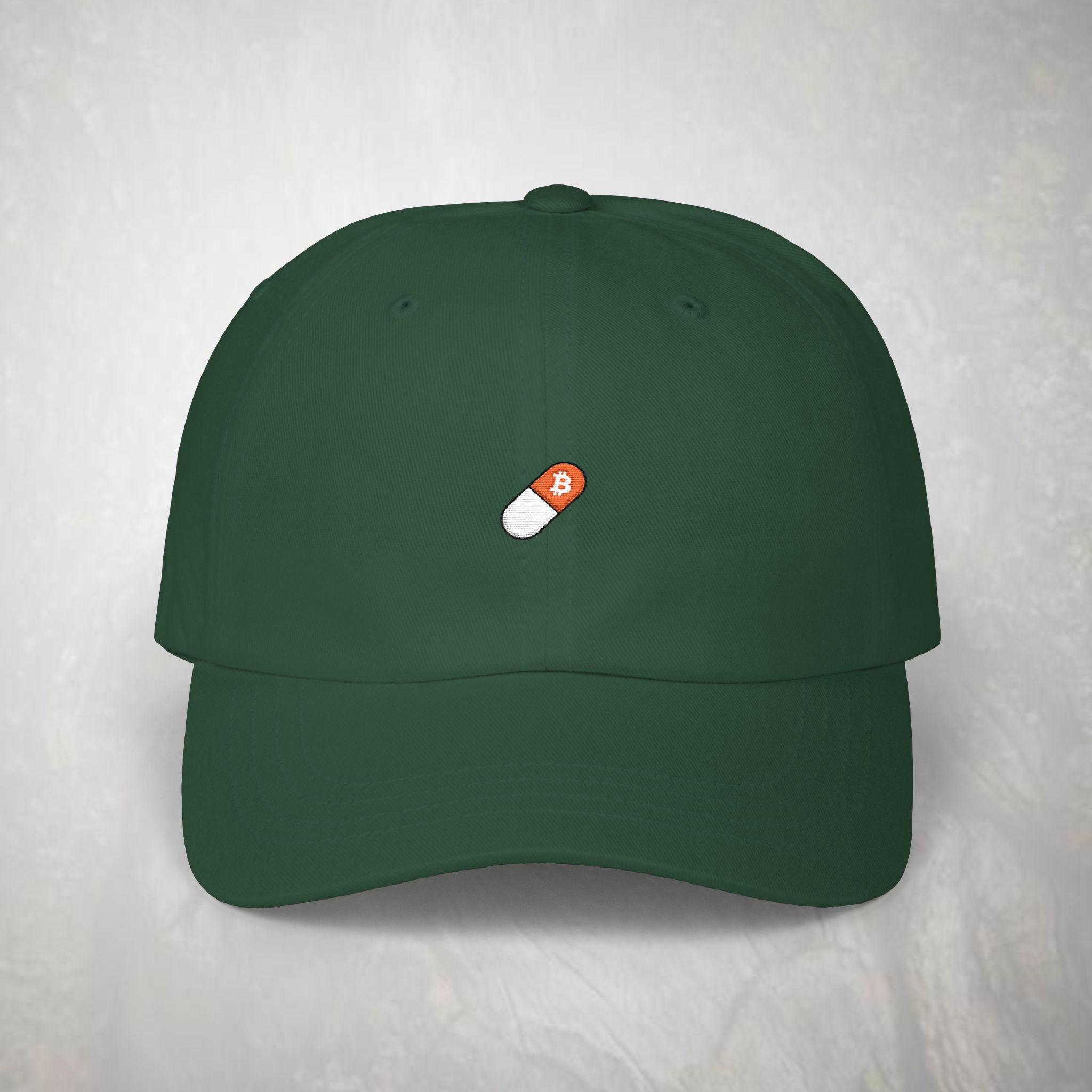 Embroidered Bitcoin Orange Pill Dad Cap