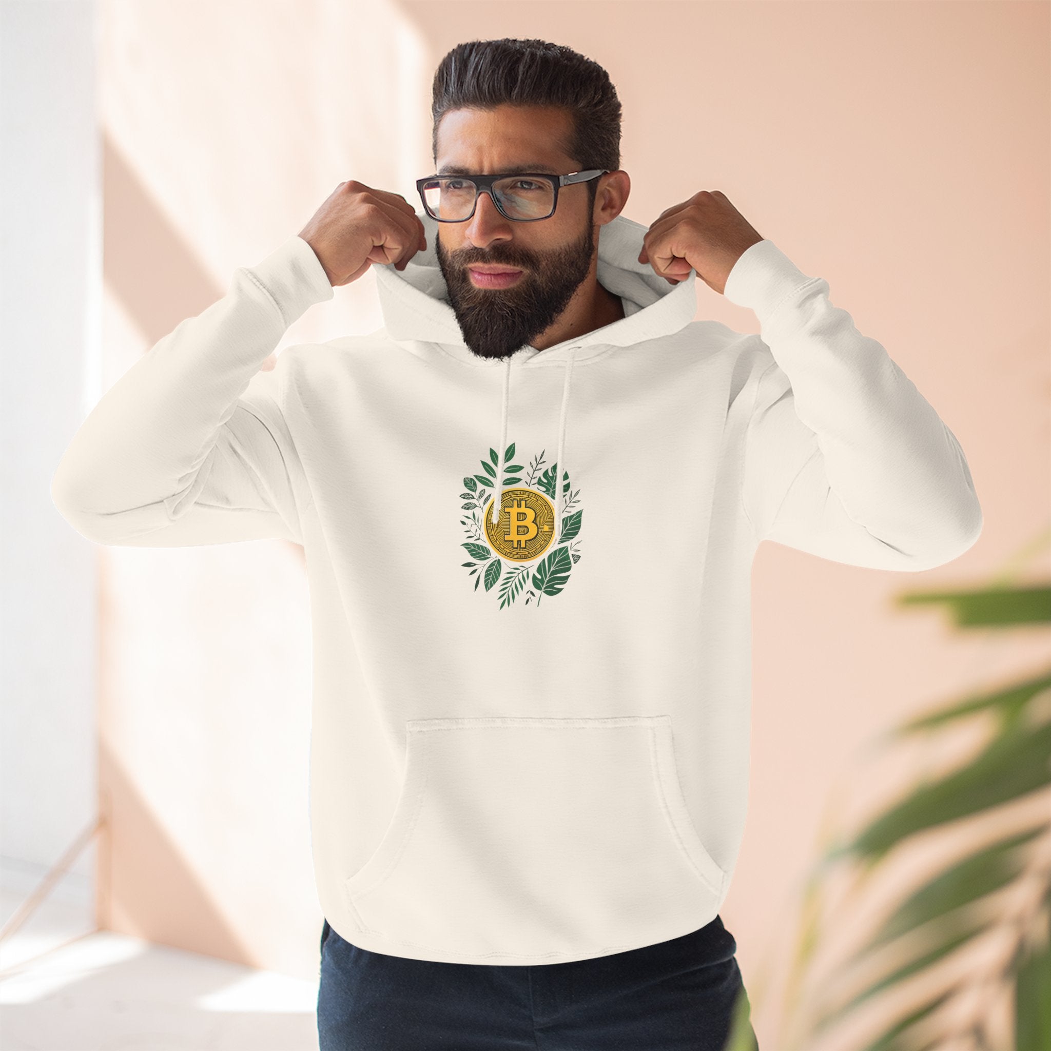 Bitcoin Nature Hoodie | Bitcoin In Ivy Leaves Design| Fleece Sweatshirt