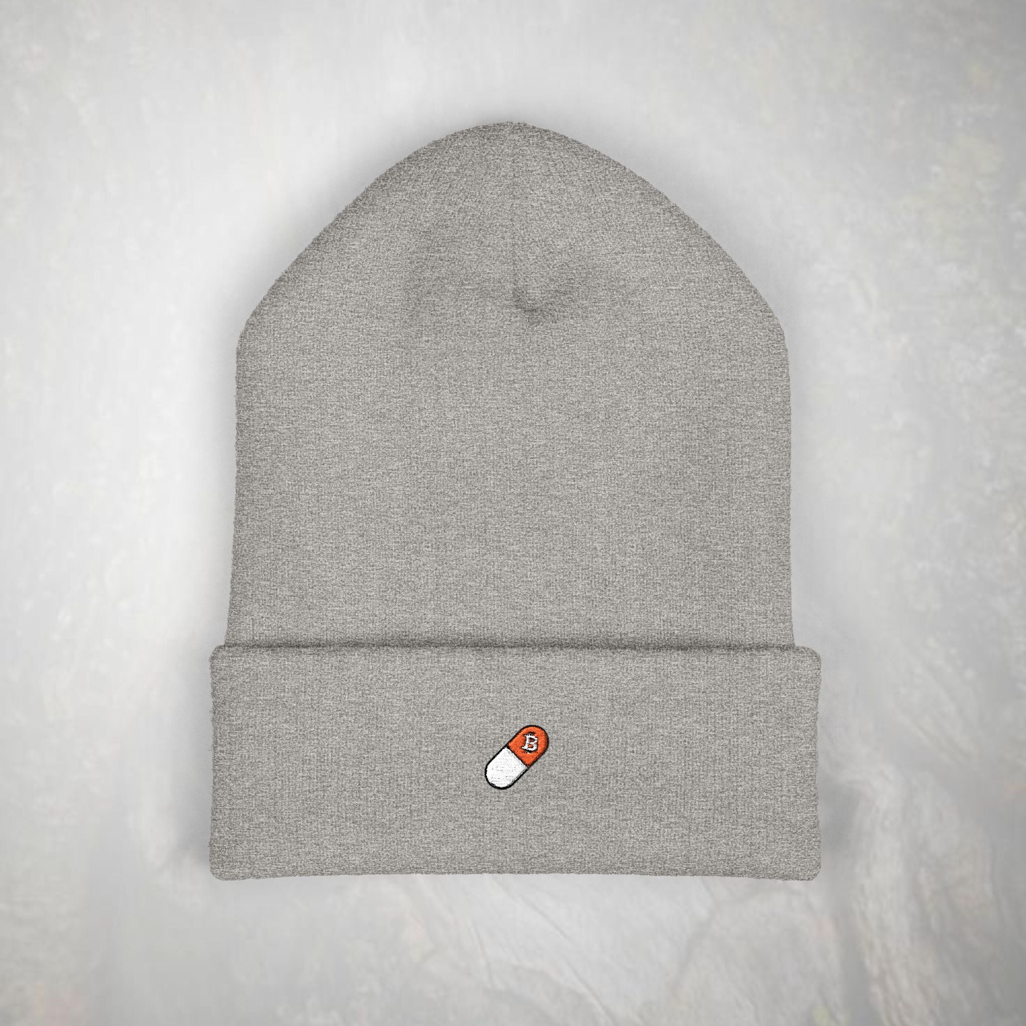 Bitcoin Beanie: Embroidered Orange Pill, Knit Hat